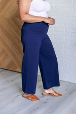 Hazel Blues® |  Magic Wide Leg Crop Pants in Navy