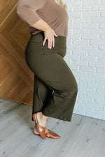 Hazel Blues® |  Magic Wide Leg Crop Pants in Olive