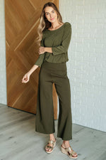 Hazel Blues® |  Magic Wide Leg Crop Pants in Olive