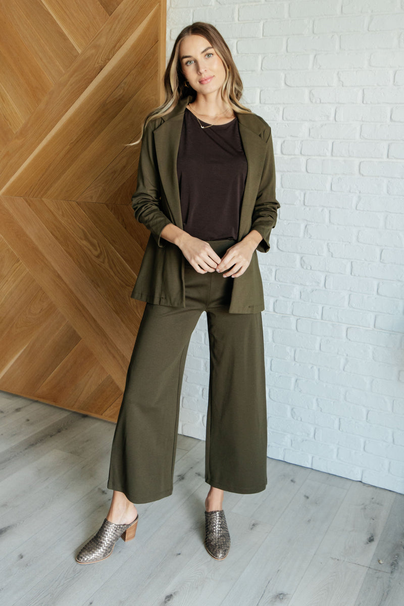 Hazel Blues® |  Magic Wide Leg Crop Pants in Olive
