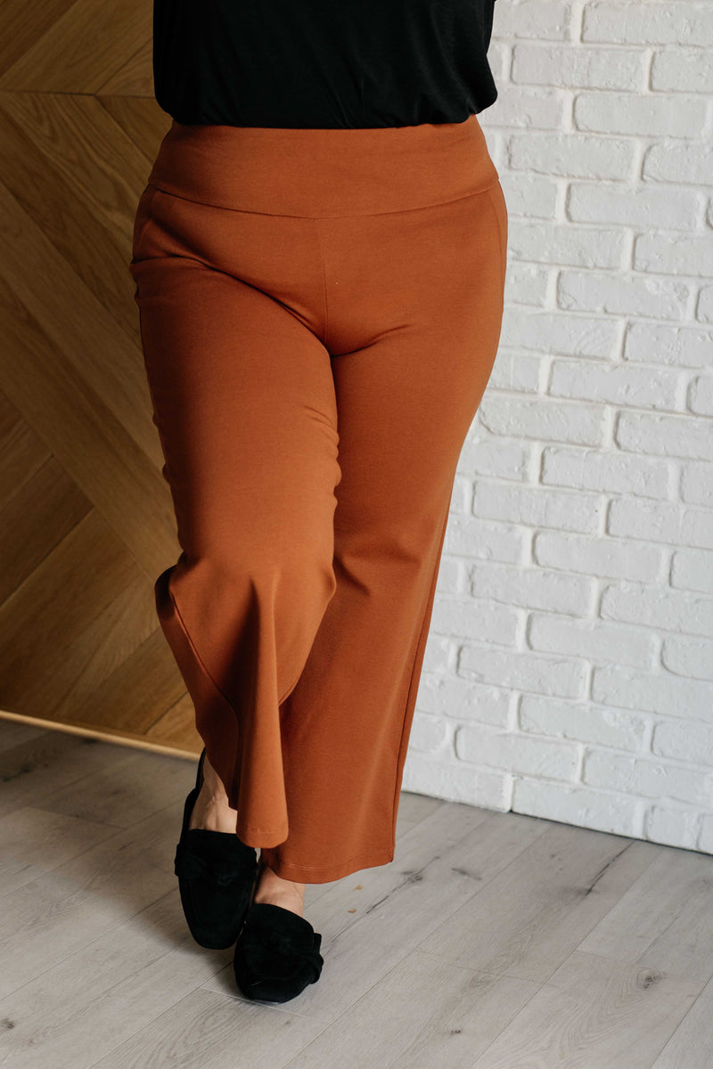 Hazel Blues® |  Magic Wide Leg Crop Pants in Rust