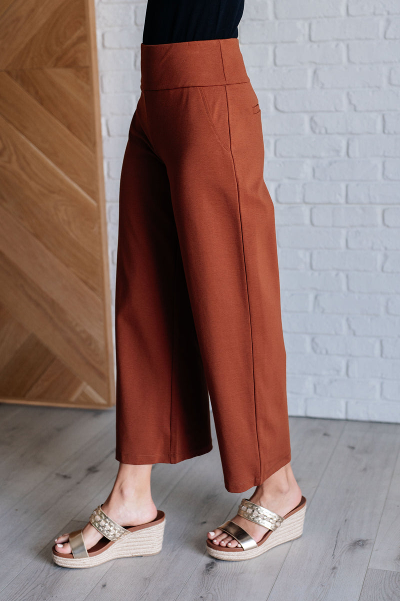 Hazel Blues® |  Magic Wide Leg Crop Pants in Rust
