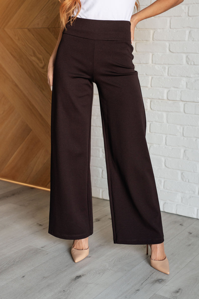 Hazel Blues® |  Magic Wide Leg Pants in Chocolate