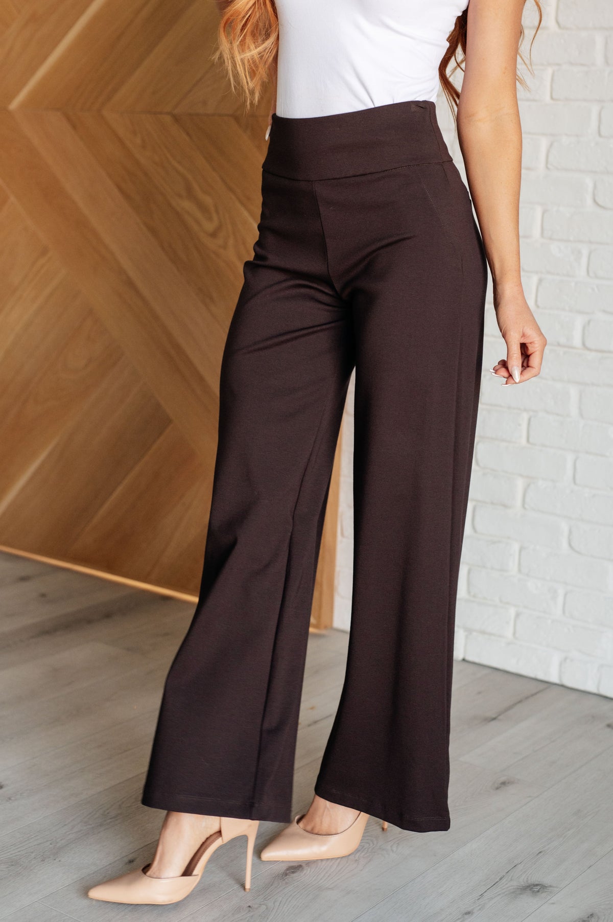 Hazel Blues® |  Magic Wide Leg Pants in Chocolate