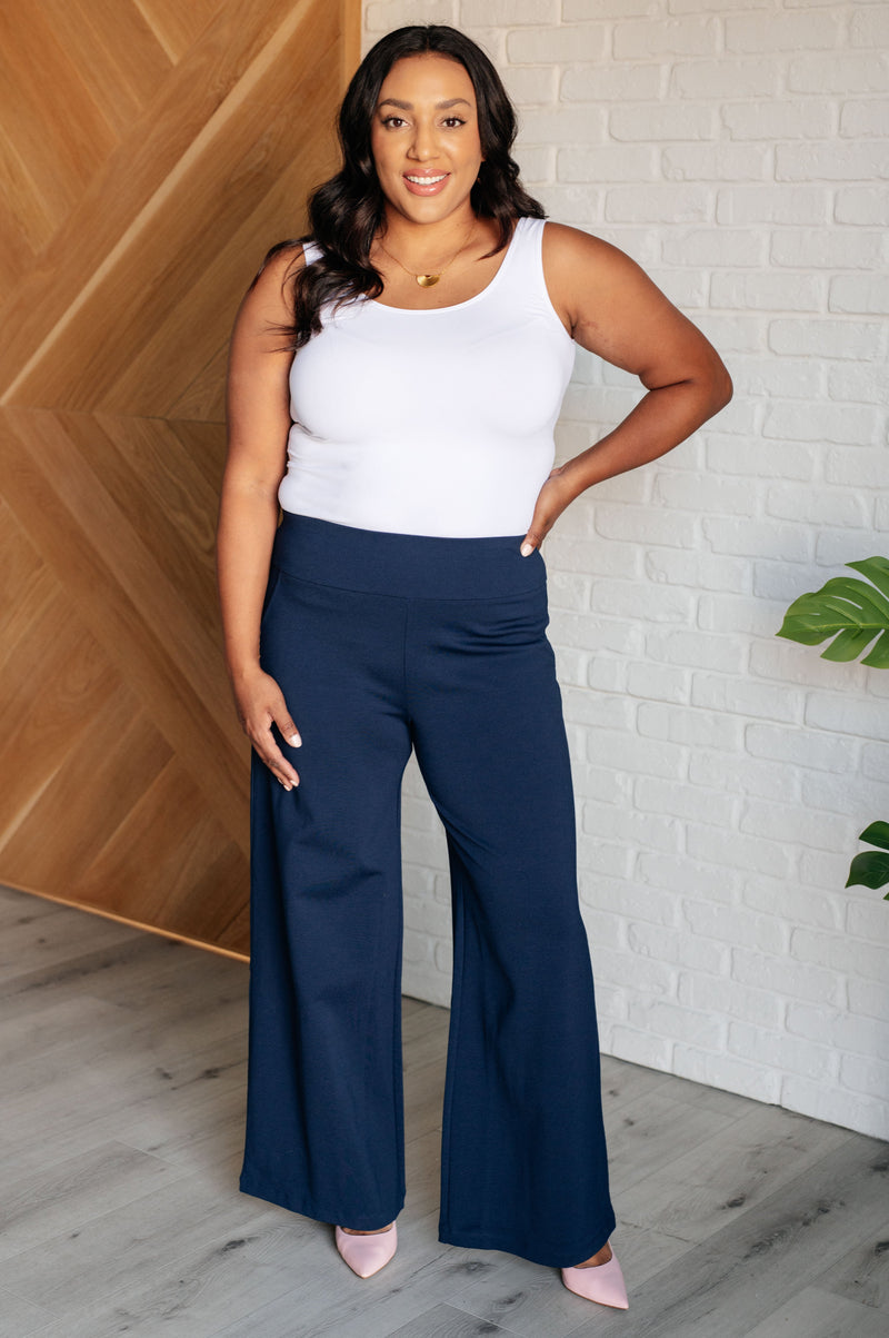 Hazel Blues® |  Magic Wide Leg Pants in Navy