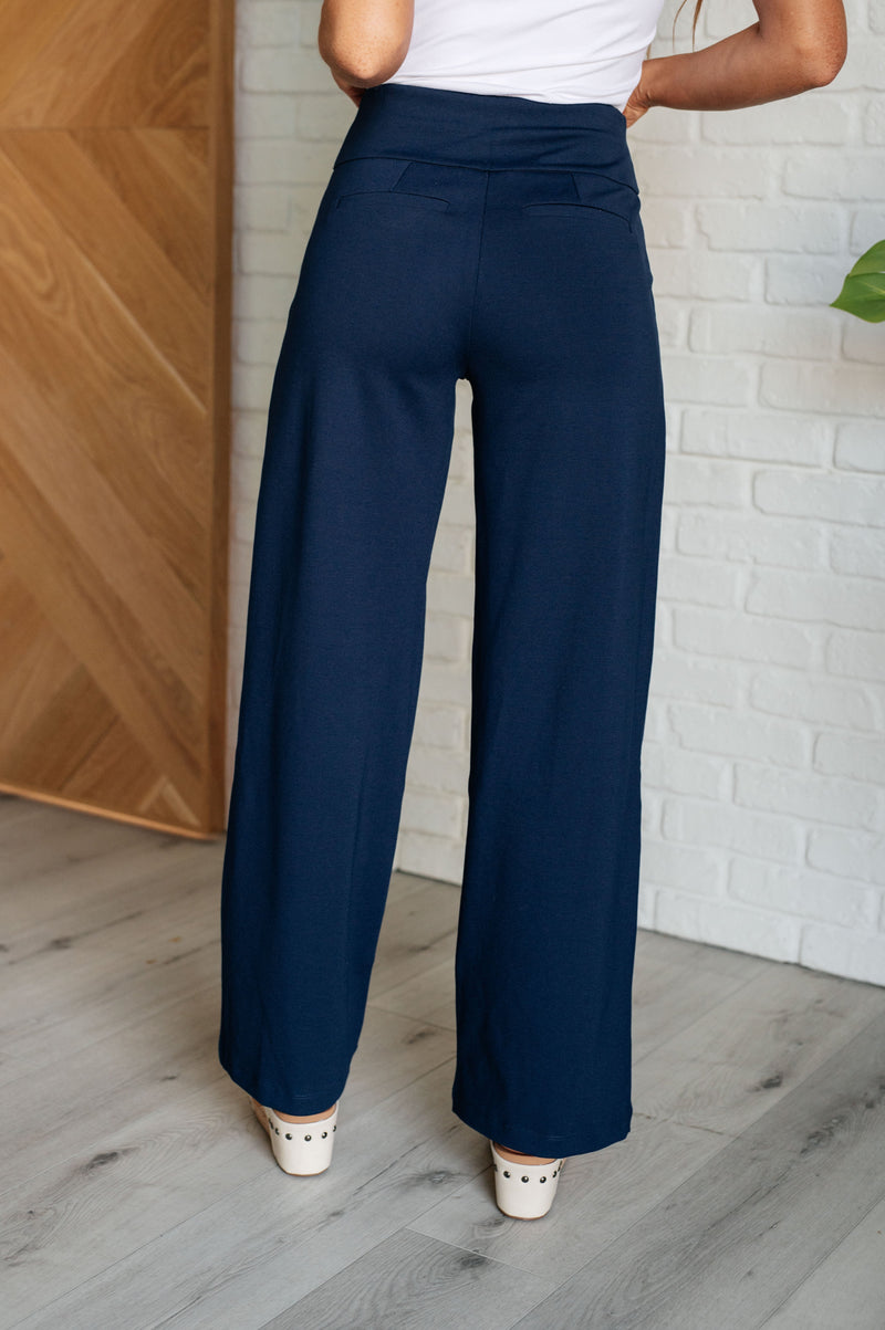 Hazel Blues® |  Magic Wide Leg Pants in Navy