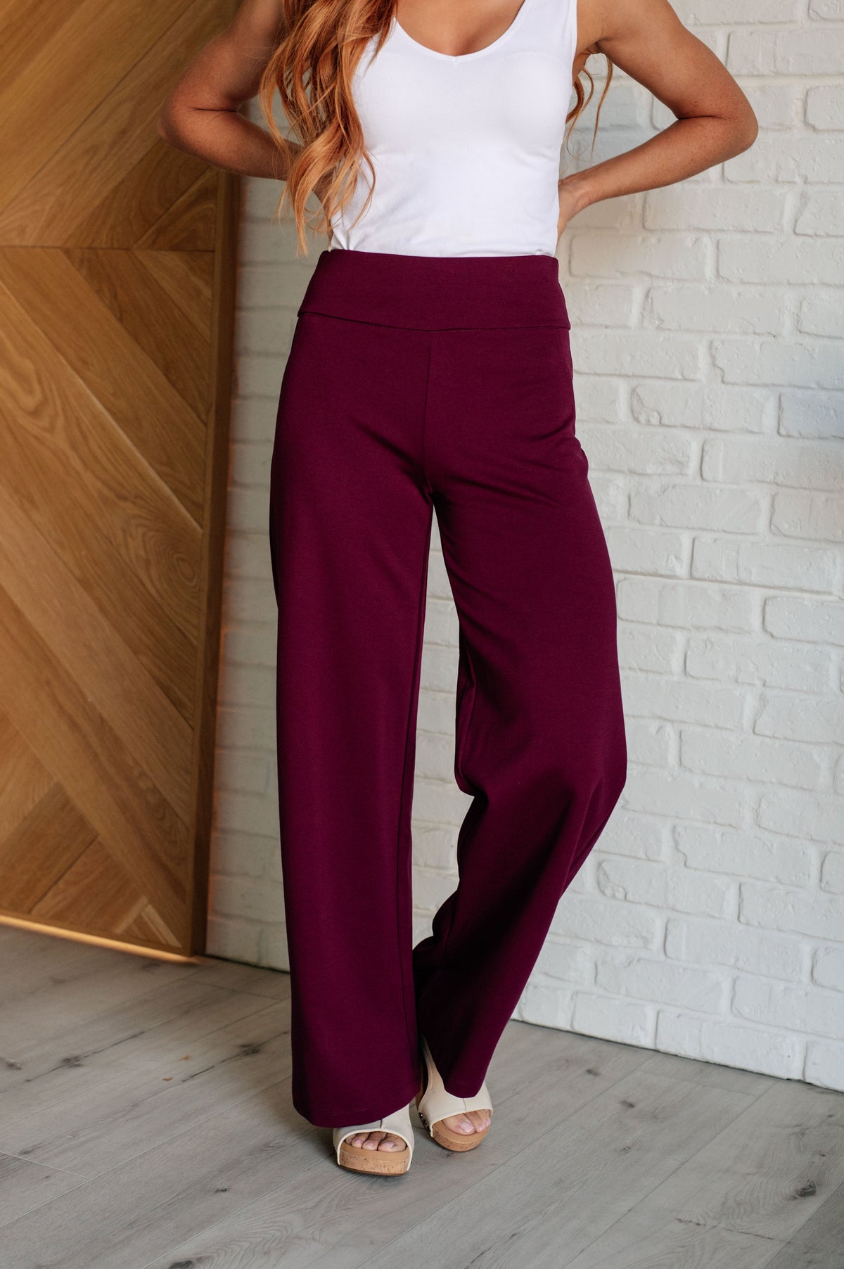 Hazel Blues® |  Magic Wide Leg Pants in Wine