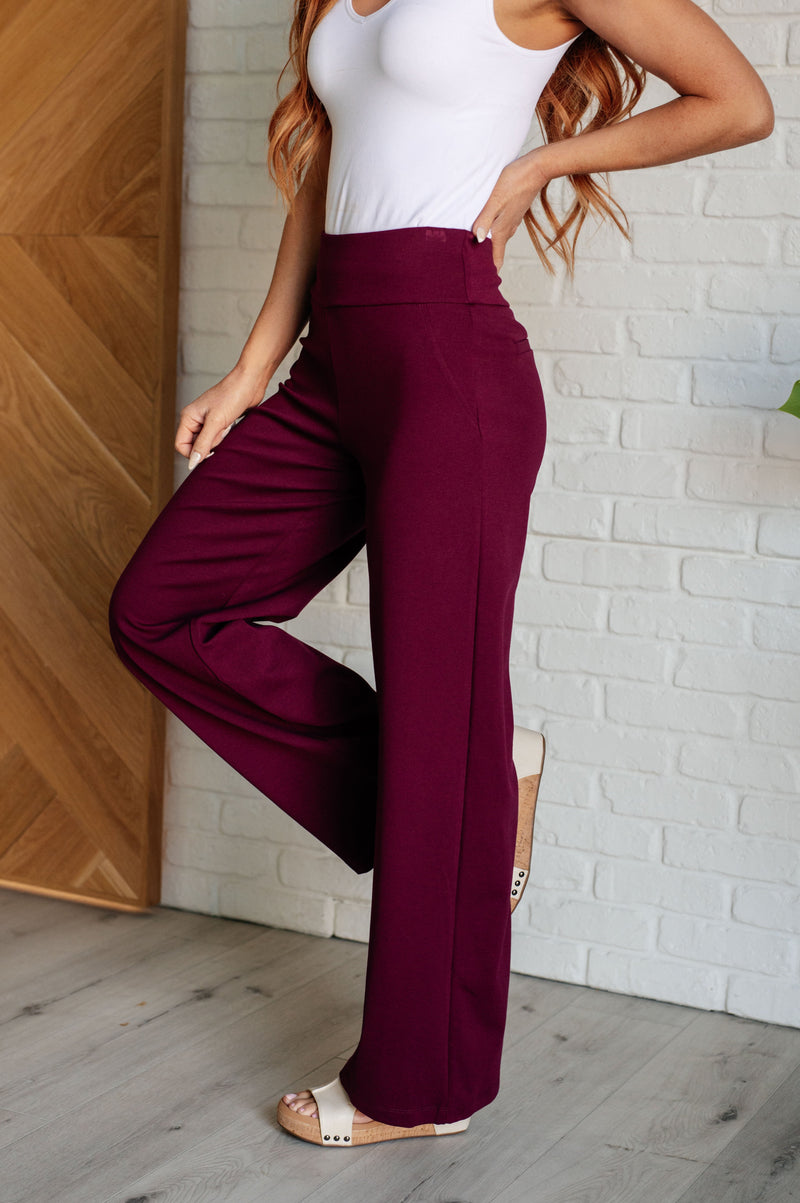 Hazel Blues® |  Magic Wide Leg Pants in Wine