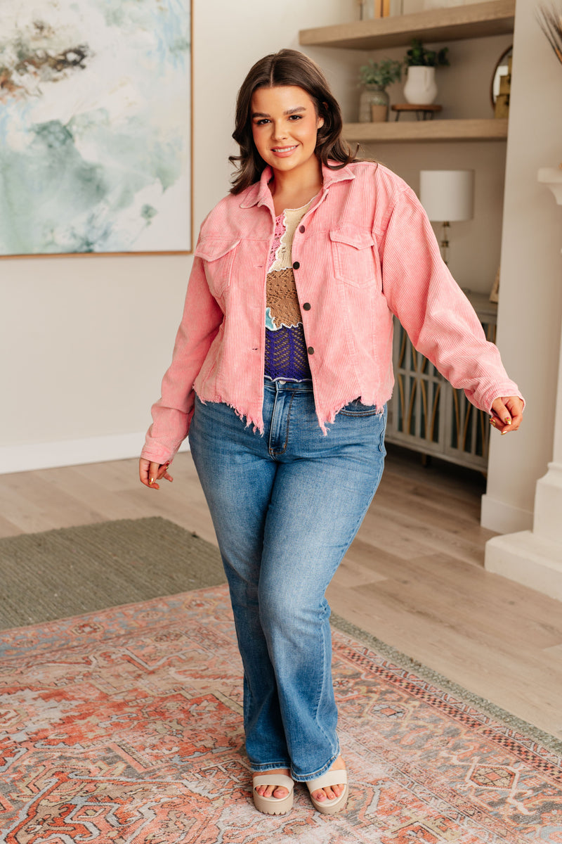 Hazel Blues® |  Main Stage Corduroy Jacket in Neon Pink