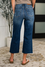 Hazel Blues® |  Maisie High Waist Back Pocket Embroidery Crop Wide