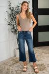 Hazel Blues® |  Maisie High Waist Back Pocket Embroidery Crop Wide