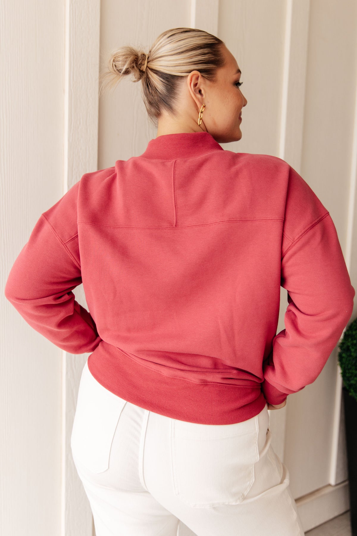 Hazel Blues® |  Make No Mistake Mock Neck Pullover in Cranberry