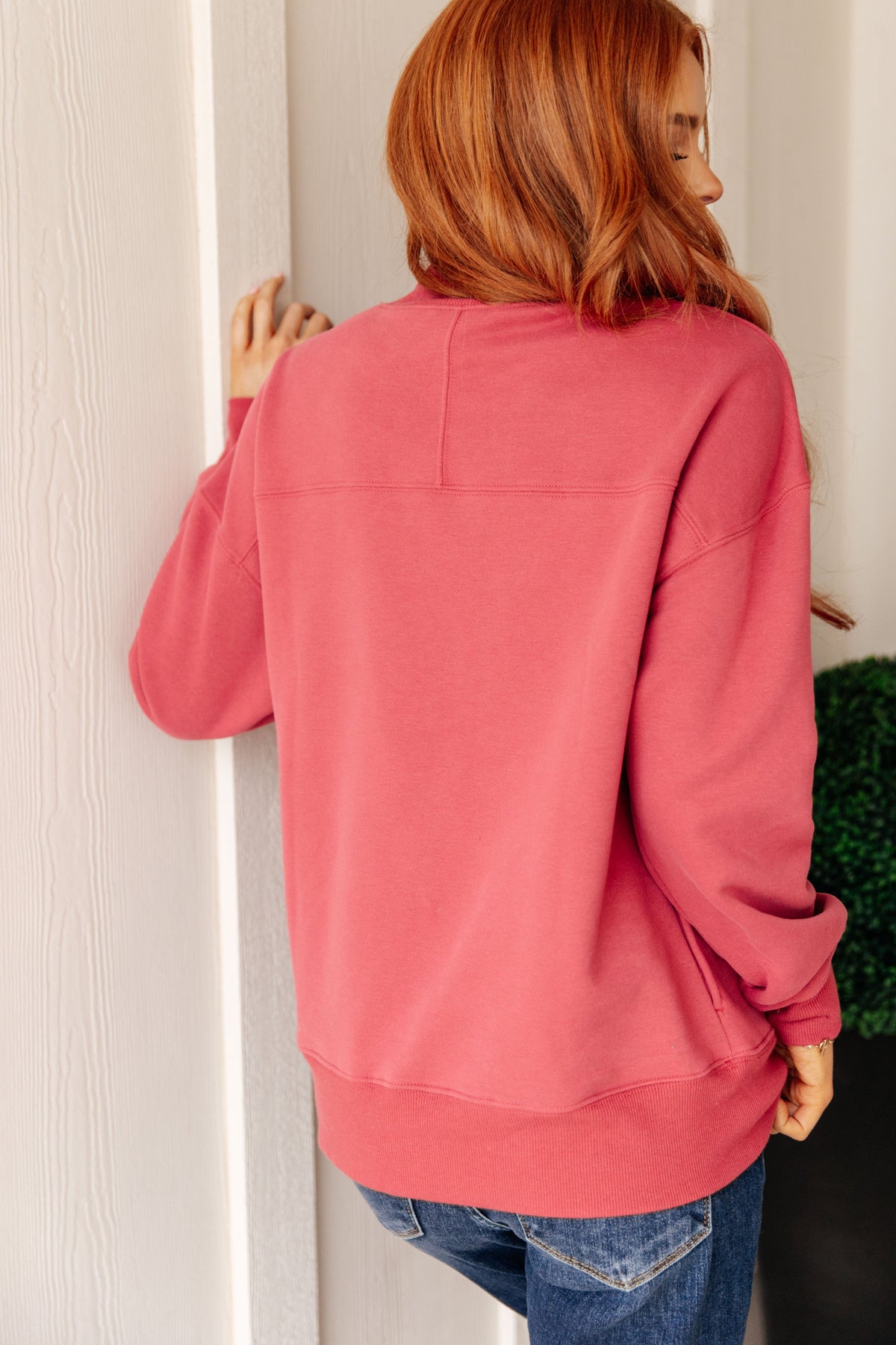 Hazel Blues® |  Make No Mistake Mock Neck Pullover in Cranberry