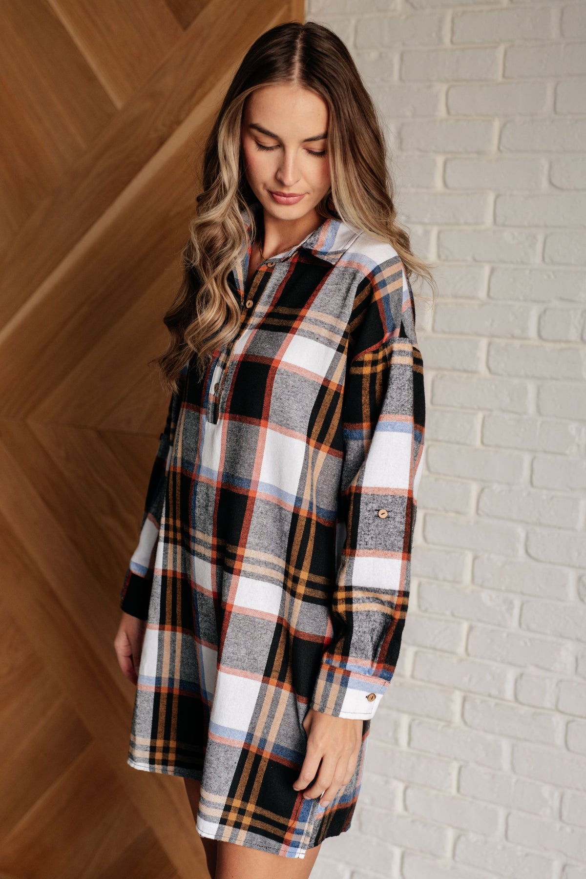 Hazel Blues® |  Make it Right Plaid Shirt Dress