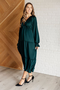 Hazel Blues® |  Makes Me Want to Skip Tiered Dress in Hunter Green