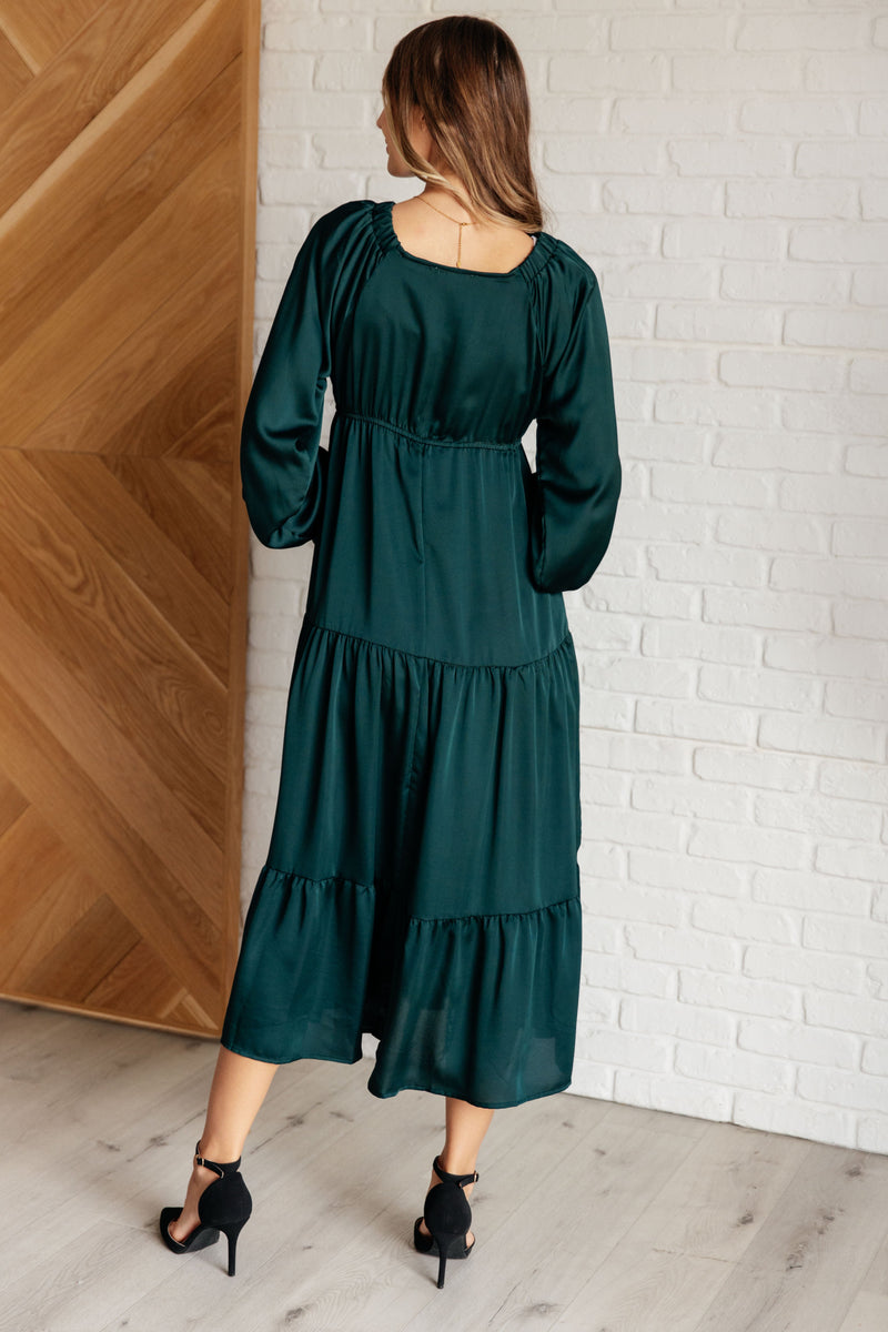 Hazel Blues® |  Makes Me Want to Skip Tiered Dress in Hunter Green