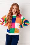 Hazel Blues® |  Manifesting Moment Checkered Color Block Sweater