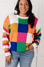 Hazel Blues® |  Manifesting Moment Checkered Color Block Sweater