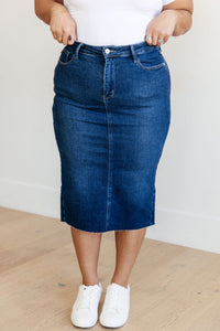 Hazel Blues® |  Marcy High Rise Denim Midi Skirt