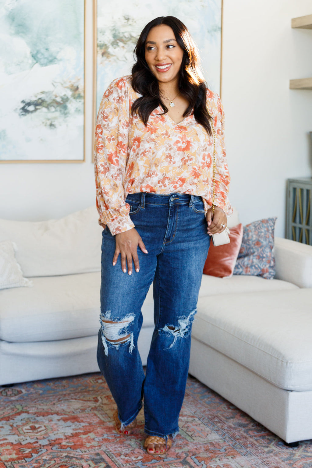 Hazel Blues® |  Marigold Dreams Floral Blouse