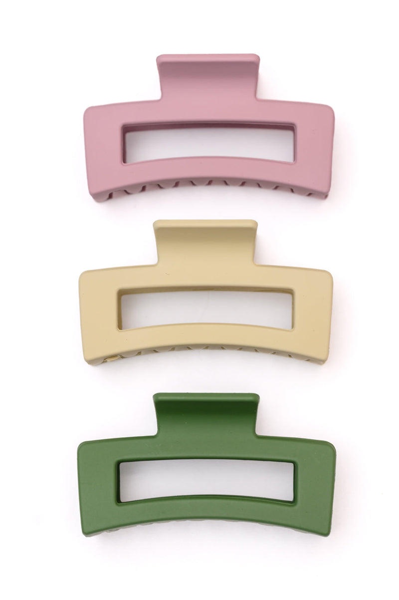 Hazel Blues® |  Matte Rectangle Claw Clip Set of 3