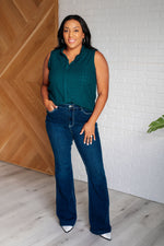 Hazel Blues® |  Matter of Fact Pleat Front Sleeveless Blouse in Sea Green
