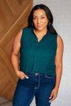 Hazel Blues® |  Matter of Fact Pleat Front Sleeveless Blouse in Sea Green