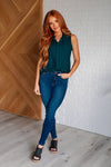 Hazel Blues® |  Matter of Fact Pleat Front Sleeveless Blouse in Sea Green