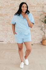 Hazel Blues® |  We're Only Getting Better Drawstring Shorts in Sky Blue