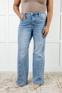 Hazel Blues® |  Melia High Rise Side Seam Detail Wide Leg Jeans