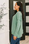 Hazel Blues® |  Mellow Mood Heathered Pullover in Dark Green