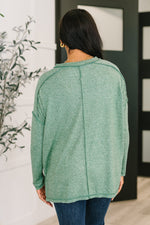 Hazel Blues® |  Mellow Mood Heathered Pullover in Dark Green