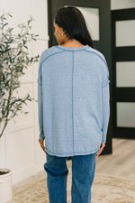 Hazel Blues® |  Mellow Mood Heathered Pullover in Dusty Blue