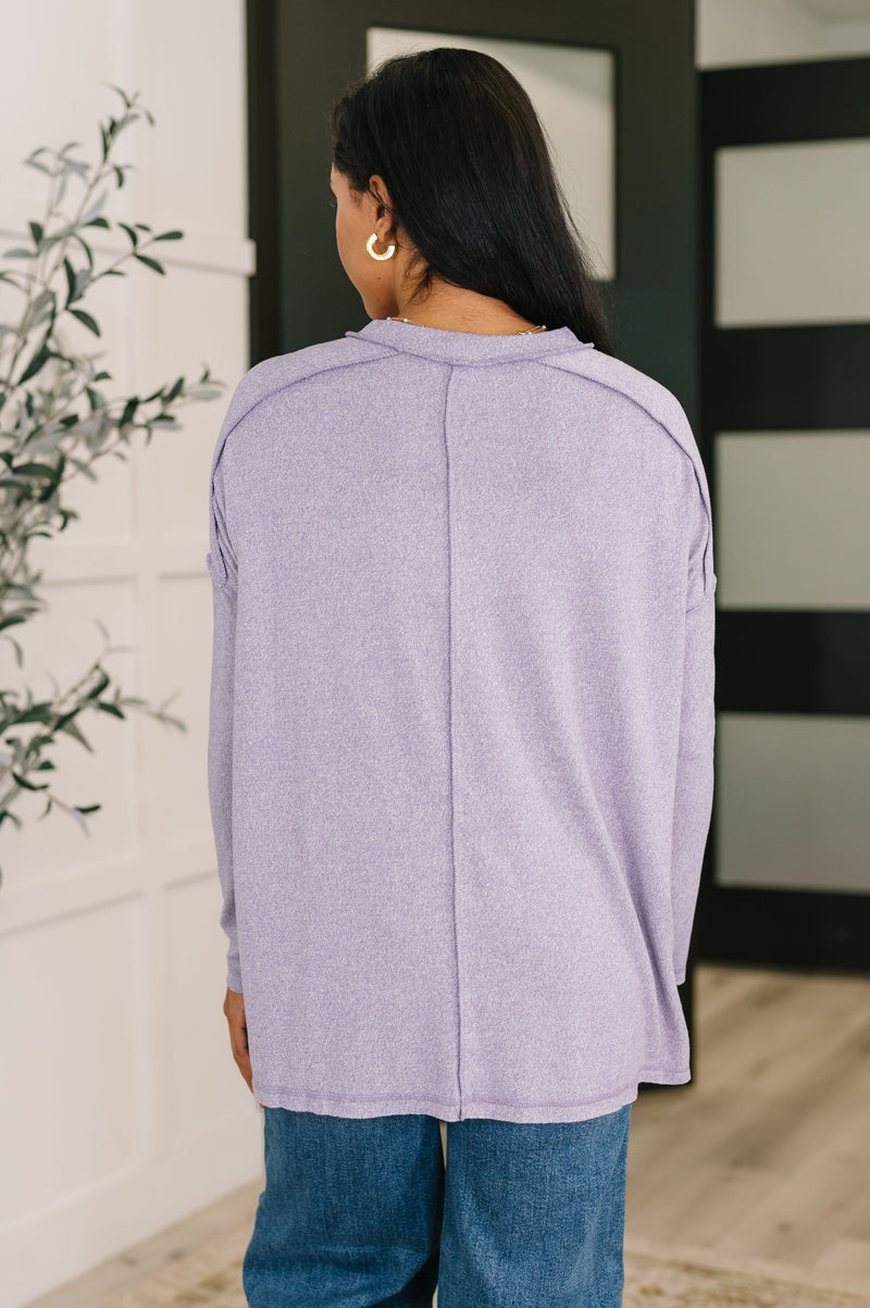 Hazel Blues® |  Mellow Mood Heathered Pullover in Lavender