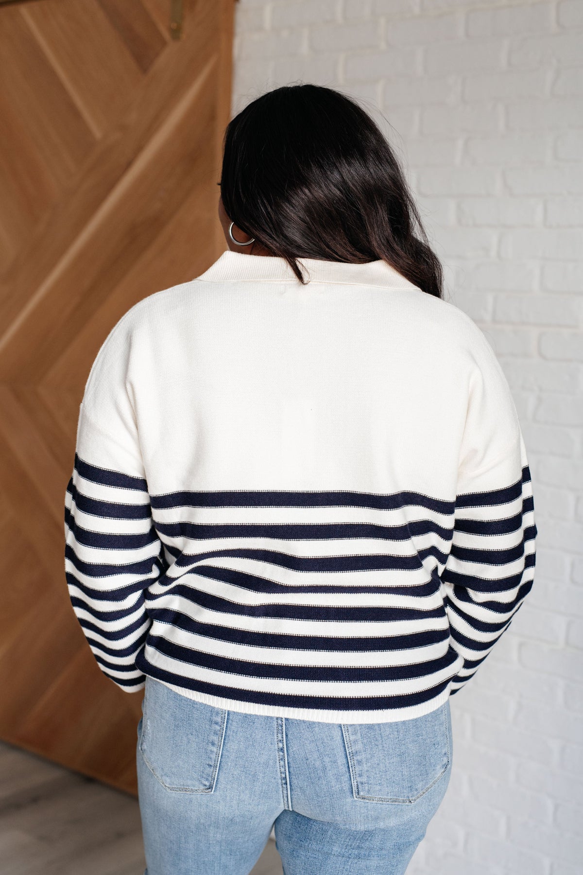 Hazel Blues® |  Memorable Moments Striped Sweater in White