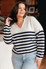 Hazel Blues® |  Memorable Moments Striped Sweater in White