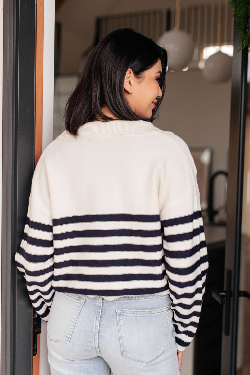 Hazel Blues® |  Memorable Moments Striped Sweater in White