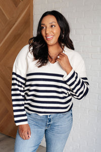 Hazel Blues® |  Memorable Moments Striped Sweater in White