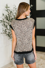 Hazel Blues® |  Meow's the Time Banded Hem Top in Leopard Print