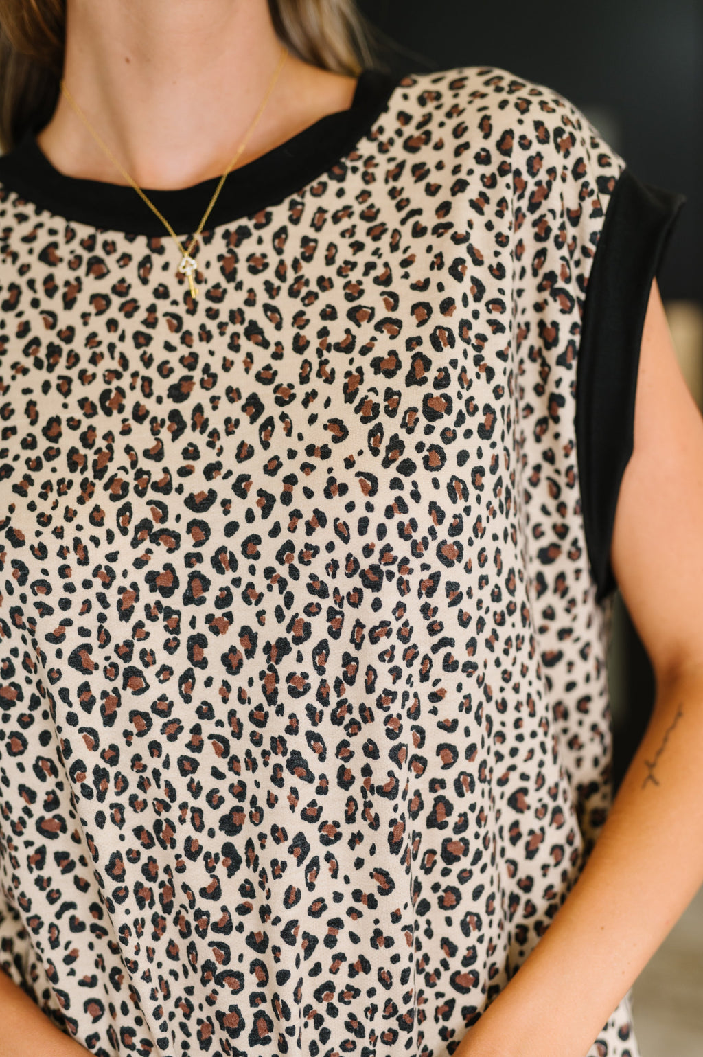 Hazel Blues® |  Meow's the Time Banded Hem Top in Leopard Print