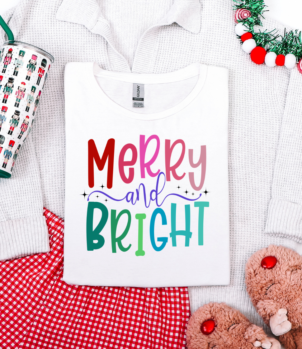 Hazel Blues® |  Merry and Bright Graphic Tee and Sweatshirt