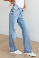Hazel Blues® |  Mildred High Rise V Front Waistband Straight Jeans