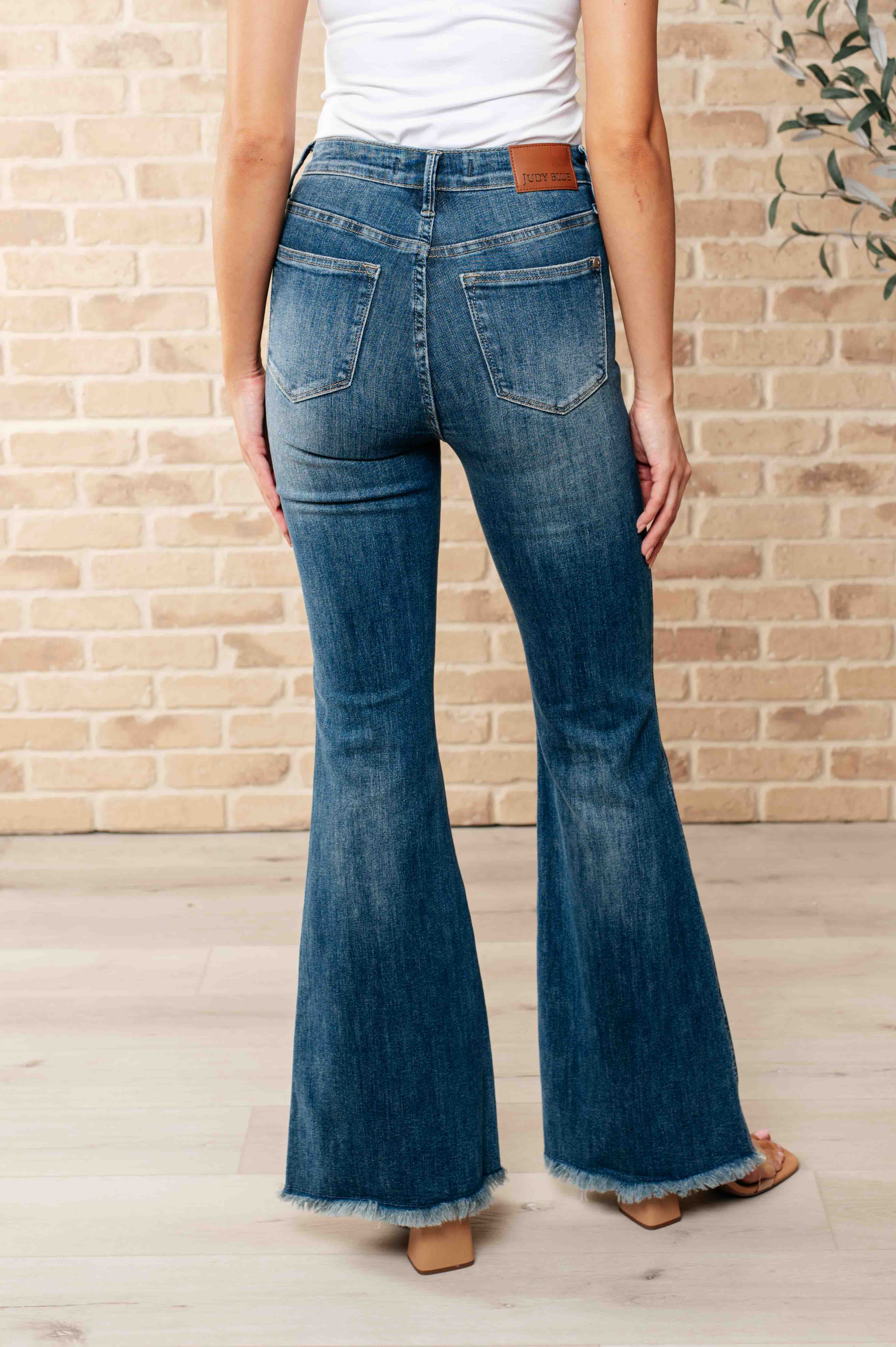 Hazel Blues® | Miley High Waist Control Top Frayed Hem Flare
