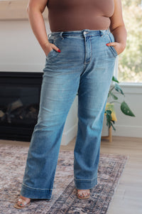 Hazel Blues® |  Mindy Mid Rise Wide Leg Jeans