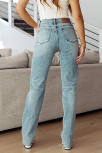 Hazel Blues® |  Miranda High Rise Plaid Cuff Vintage Straight Jeans