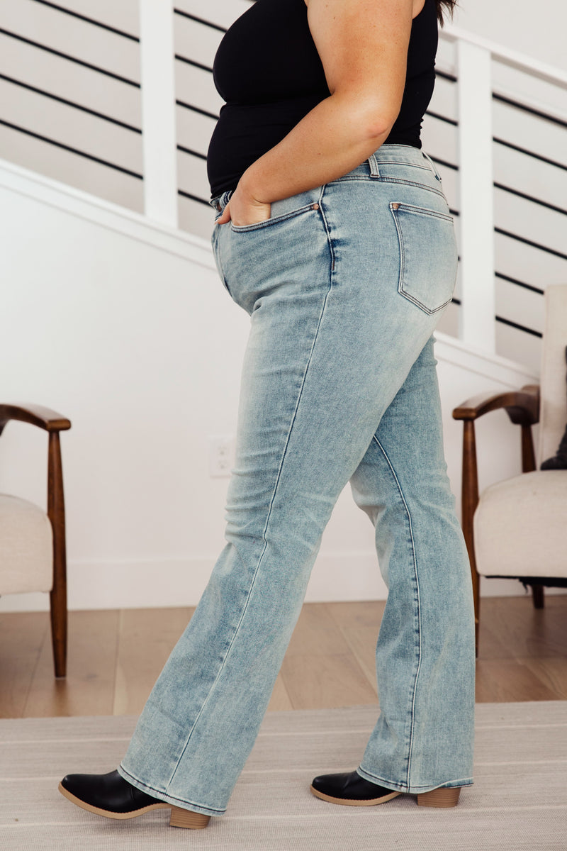 Hazel Blues® |  Miranda High Rise Plaid Cuff Vintage Straight Jeans