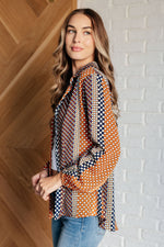 Hazel Blues® |  Moderately Mod Polka Dot Button Up Top