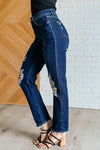 Hazel Blues® |  Montana High Rise Rigid Magic Distressed Straight Jeans