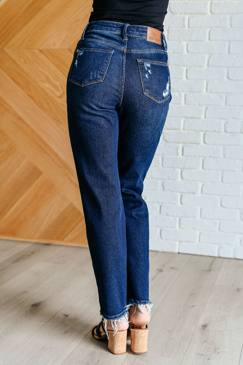 Hazel Blues® |  Montana High Rise Rigid Magic Distressed Straight Jeans