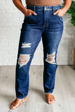 Hazel Blues® |  Montana High Rise Rigid Magic Distressed Straight Jeans